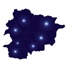 High Detailed Blue Map of Andorra isolated on white background. - Vector