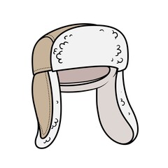 Winter warm hat with earflaps with fur unisex color variation for coloring on a white background