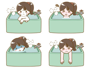 お風呂で具合が悪くなる少女
