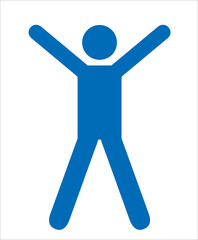 人体　人のピクトグラム　イラストポーズ　両手を挙げる人、バンザイのピクトグラム