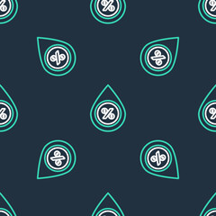 Line Water drop percentage icon isolated seamless pattern on black background. Humidity analysis. Vector