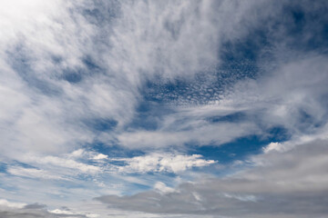 Blue cloudy sky background. Nature wallpaper