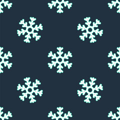 Line Snowflake icon isolated seamless pattern on black background. Vector