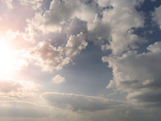 Blue cloudy sky background. Nature wallpaper