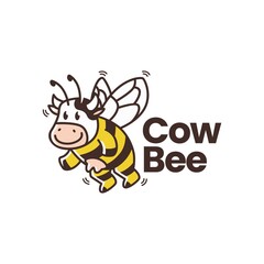 cow bee logo vector icon illustration