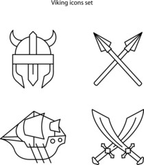 viking icons set isolated on white background. viking icon thin line outline linear viking symbol for logo, web, app, UI. viking icon simple sign.