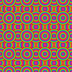 Rainbow circles ornament. Vector seamless rainbow circles pattern.