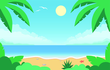 Fototapeta na wymiar ocean beach vector illustration vector summer tropical background