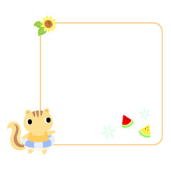 夏のリスアイコン　フレーム＋装飾付