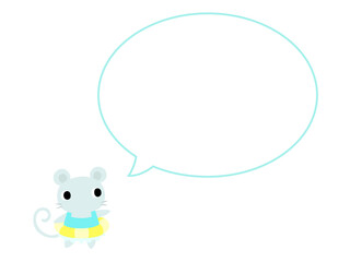 夏のネズミアイコン　吹き出し付