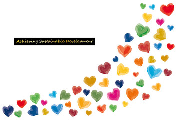 SDGsイメージの水彩ハート型ラインイラスト