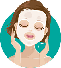 Woman with a sheet moisturizing mask face care and beauty treatments