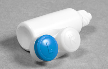 Contact lens case and bottle of solution