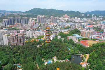 aerial view of the city of XiangYang China