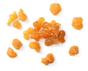 frankincense isolated on the pure white background, top view