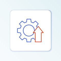 Line Arrow growth gear business icon isolated on white background. Productivity icon. Colorful outline concept. Vector