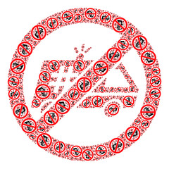 Recursive collage stop jail police car. Vector collage is designed with repeating stop jail police car parts. Flat vector design on a white background.