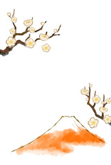 年賀状　梅と富士山のイラスト