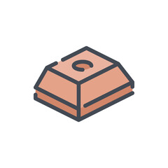 Chocolate piece color line icon. Piece of chocolate bar vector outline colorful sign.