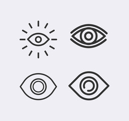 Eye line icon set. Vision, looking