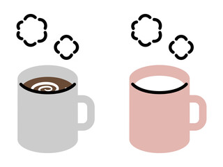 ホットココア（コーヒー）／ホットミルク　シンプル・ペン画風イラスト