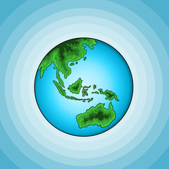 Globe. Flat Earth planet icon. Vector illustration.