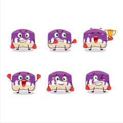 Obraz premium A sporty grapes cake boxing athlete cartoon mascot design