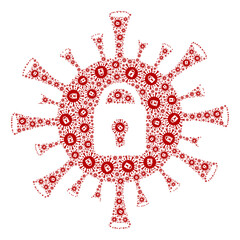 Recursive collage coronavirus lockdown. Vector collage is created with repeating coronavirus lockdown elements. Flat vector design on a white background.
