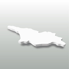 Georgia - white 3D silhouette map of country area with dropped shadow on grey background. Simple flat vector illustration.