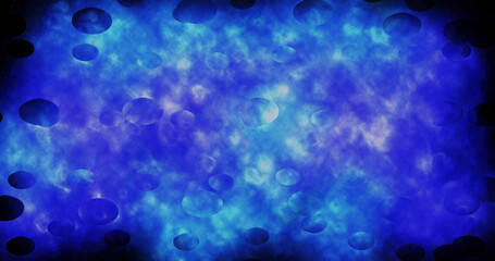 Fototapeta premium Render with abstract space from spheres on a nebula background