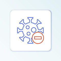 Line Negative virus icon isolated on white background. Corona virus 2019-nCoV. Bacteria and germs, cell cancer, microbe, fungi. Colorful outline concept. Vector