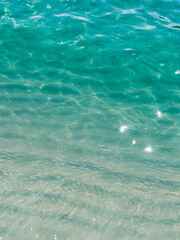 Surface transparent blue sea water.