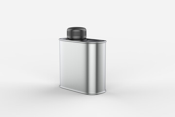 Blank tall tin box food container for dry products - tea, coffee, sugar, candy, spice. Realistic packaging mock up template. 3d illustration.