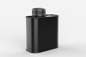 Blank tall tin box food container for dry products - tea, coffee, sugar, candy, spice. Realistic packaging mock up template. 3d illustration.