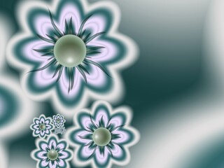 Blue fractal illustration background with flower. Creative element for design.Original digital artwork with place for text...Creative work.