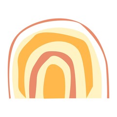 Obraz premium Boho rainbow in colors of red and yellow. Poster. Scandinavian design for kids wallpaper and home decor. Boho rainbow for baby shower invitations, postcards, posters in the nursery. Vector