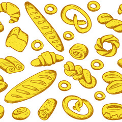 Hand drawn bakery seamless pattern background