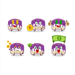 Grapes cake cartoon character with cute emoticon bring money