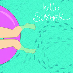 Naklejka premium Beach vacation vector illustratin