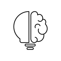 Brain and lightbulb vector illustration.