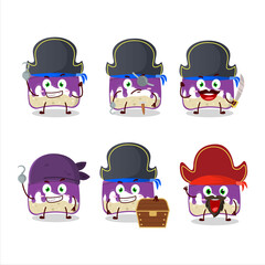 Cartoon character of grapes cake with various pirates emoticons