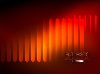 Bright neon color techno abstract background, shiny glowing neon lines in the dark background