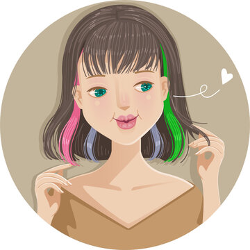 recommend clip art: Hairpiece or hair clip for a woman's hair with beautiful color. Fashionable hair color.