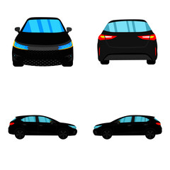 set of black hatchback car on white background - 438582760