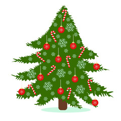 vector illustration of a christmas tree isolated on a white background