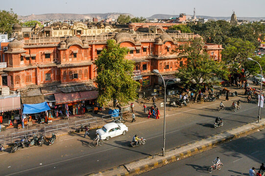 Vista a&eacute;rea de Johari Bazar en la ciudad de Jaipur, capital de Rajast&aacute;n en India