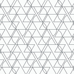 Geometric vector pattern, repeating small triangle and a curved triangle side. Pattern is clean for fabric, wallpaper, printing. Pattern is on swatches panel