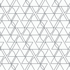 Geometric vector pattern, repeating small triangle and a curved triangle side. Pattern is clean for fabric, wallpaper, printing. Pattern is on swatches panel