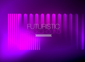 Bright neon color techno abstract background, shiny glowing neon lines in the dark background