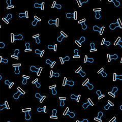 Line Coffee tamper icon isolated seamless pattern on black background. Vector